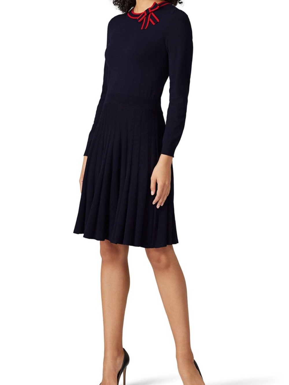 Draper James 1x Navy Dress with Red Trim and Bow - Picture 3 of 3